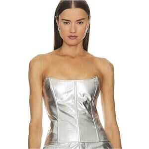 Lovers + Friends Silver Strapless Top